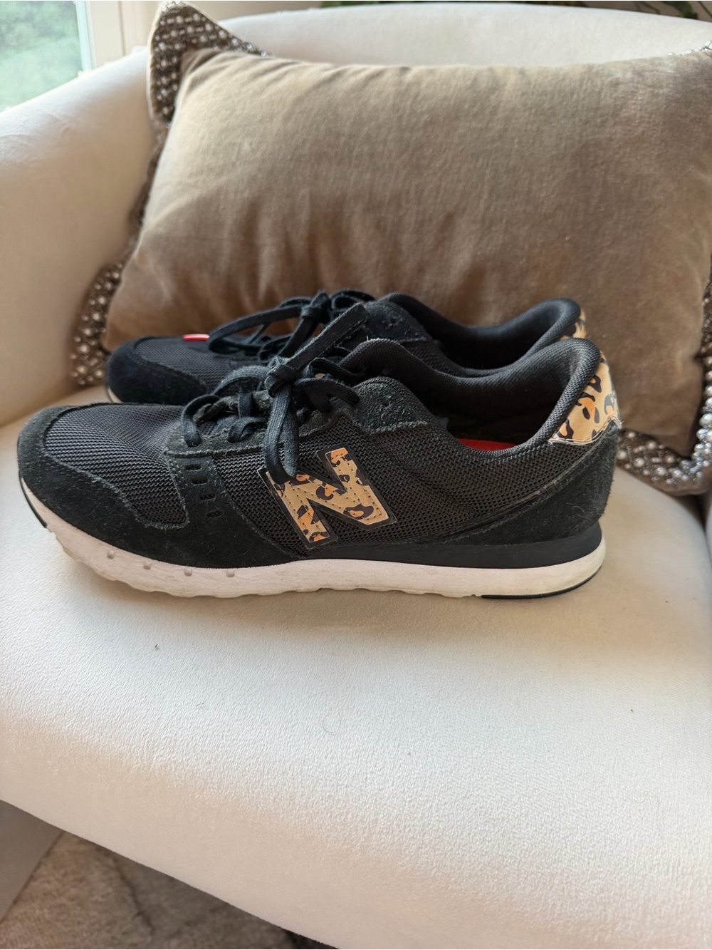 New Balance Black Sneakers with Leopard Accent